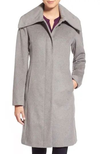 Women's Cole Haan Signature Single Breasted Wool Blend Coat, Size 10 - Metallic | Nordstrom