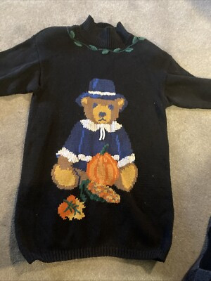 Vintage 1993 Eagle's Eye Halloween Teddy Polo Bear Teacher Turtleneck Sweater M | eBay US