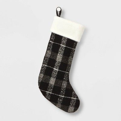 Metallic Plaid Christmas Stocking Black - Wondershop™ | Target