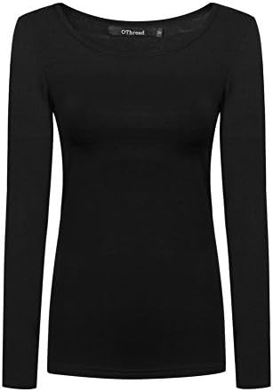 OThread & Co. Women's Long Sleeve T-Shirt Scoop Neck Basic Layer Stretchy Shirts | Amazon (US)