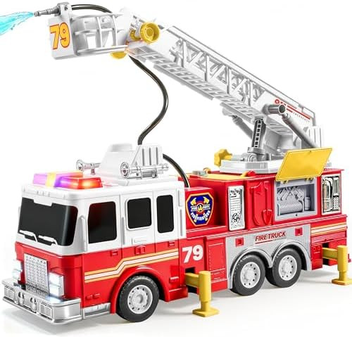 JOYIN Extra Large Toddler Fire Truck Toys for Boys with 33-inch Ladder, Lights & Sprinkler Pump, ... | Amazon (US)
