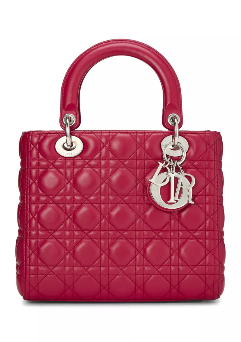 Christian Dior Red Cannage Quilted Lambskin Lady Dior Medium - FINAL SALE, NO RETURNS | Belk