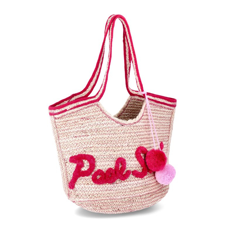 No Boundaries Jute Festival Tote Bag, Pink Pool Side, Women’s | Walmart (US)