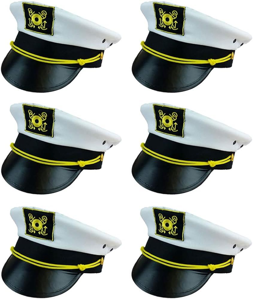 Amazon.com: Funny Party Hats Yacht Captain Hat - 6 Pack - Sailor Hats - Navy Marine Hats - Skippe... | Amazon (US)