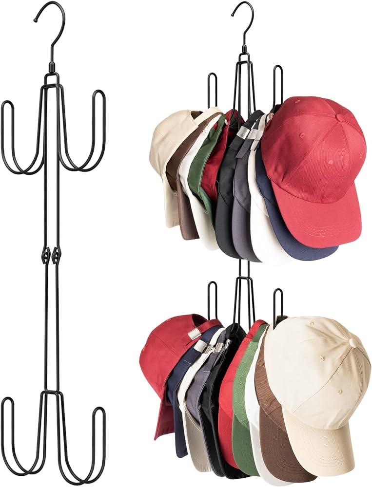 Hat Hangers for Closet, Stainless Steel Hat Organizer, Hat Racks for Baseball Caps, Cap Organizer... | Amazon (US)