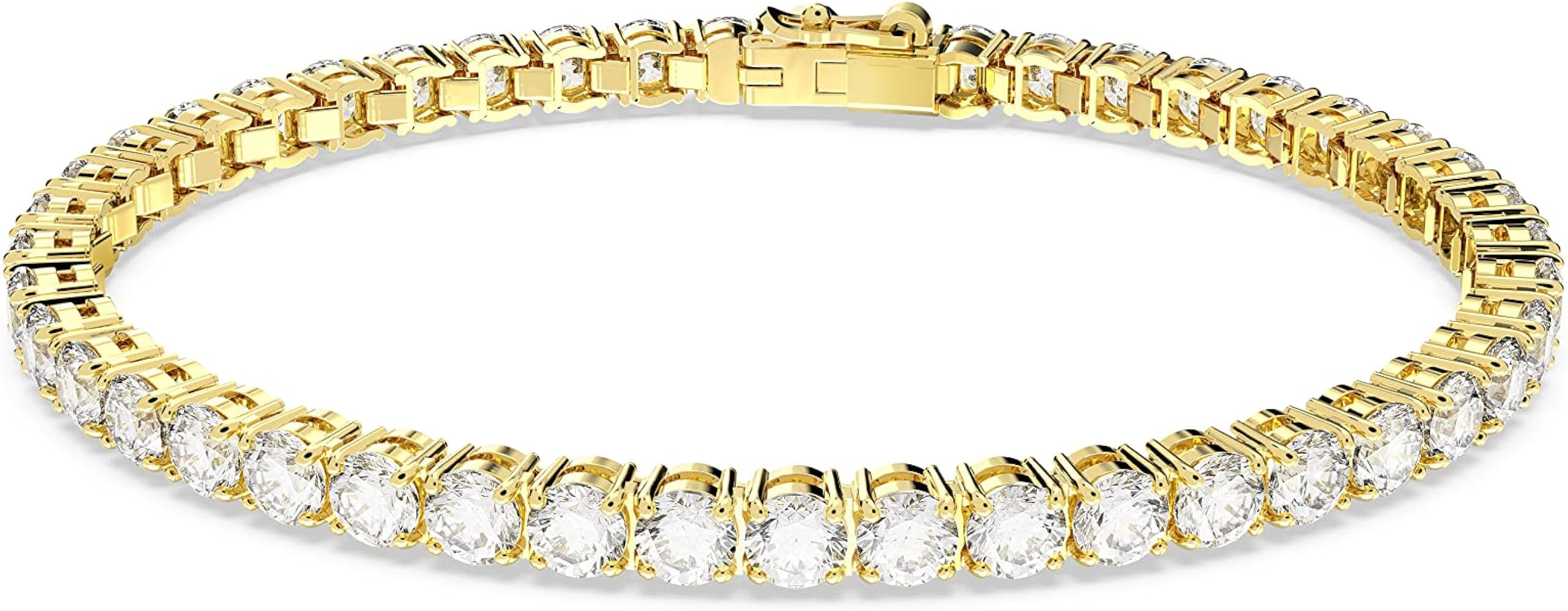 Swarovski Matrix Tennis Bracelet, Round Cut Crystals, Pink, Blue, Black, Clear, Rhodium, Gold-Ton... | Amazon (US)