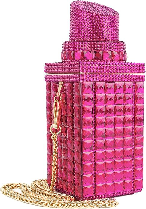 Women Lipstick Shape Inlaid Rhinestone Crystal Glitter Evening Bags Purses Clutch Sparkly Banquet... | Amazon (US)