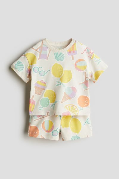 2-piece Shirt and Shorts Set - Gray/animals - Kids | H&M US | H&M (US + CA)