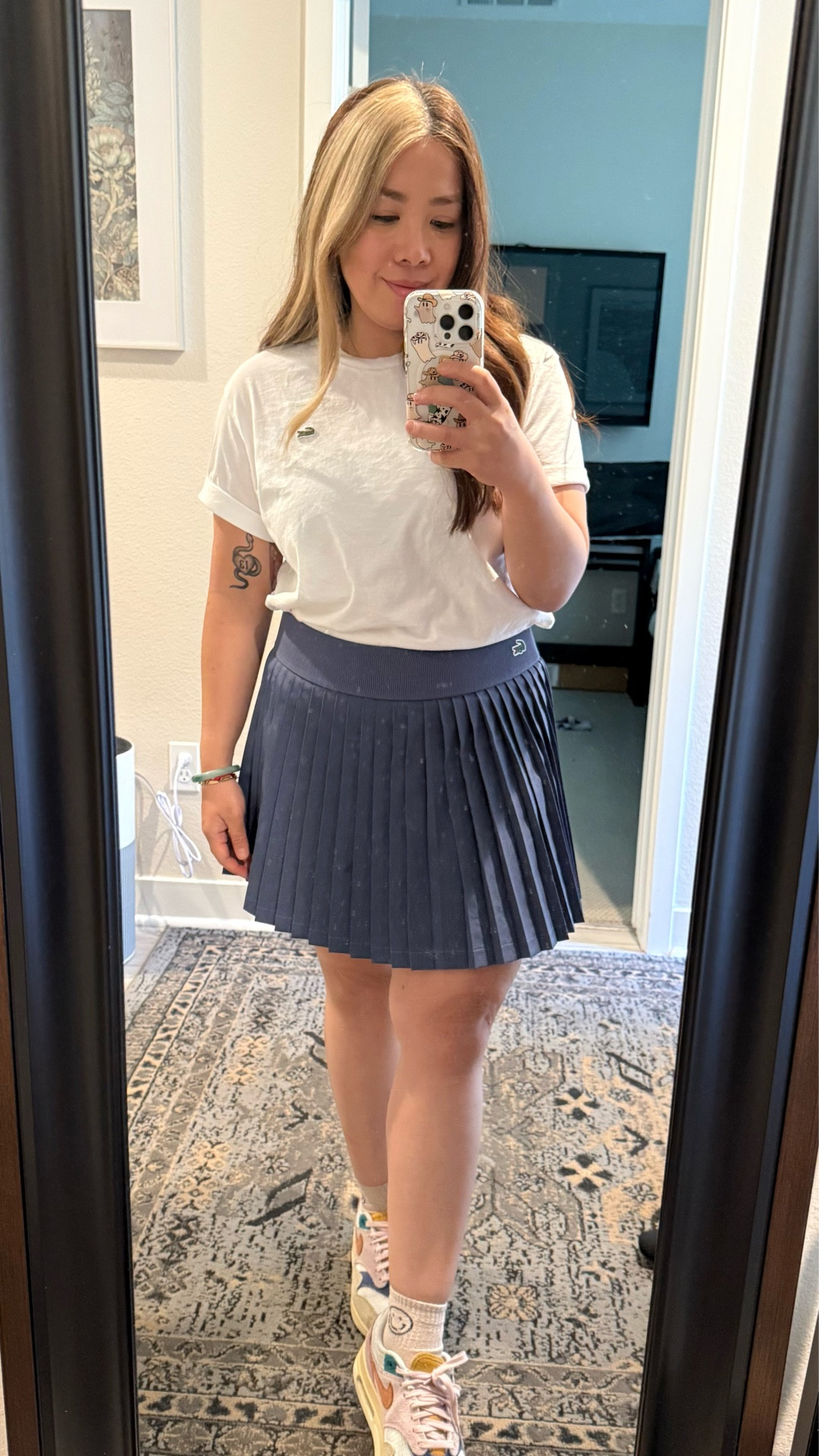 Skirt: Lacoste skorts have fit me best as a petite girl with thicker thighs. If you have a body shape like mine don’t go by your waist size. The 38 fit my waist perfectly but my thighs didn’t make the pleats fall well. Great outfit for tennis, golf, pickle ball or any outdoor activities!

Shirt: I like this relaxed fit Lacoste shirt for active wear because it’s not too tight but still looks polished I got size 40 and it fits perfectly

#LTKMidsize #LTKPetite #LTKActive