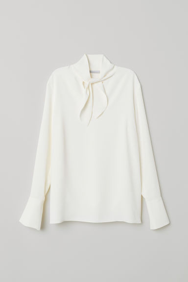 H & M - Tie-front Blouse - White | H&M (US + CA)