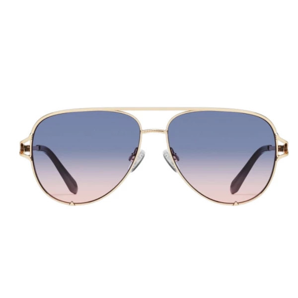 Women's QUAY EYEWARE High Key Twist Sunglasses Gold/Blue Rose | Scheels