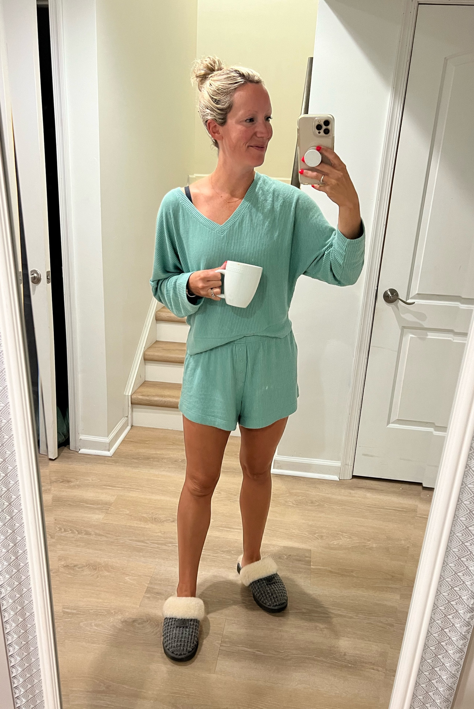 The comfiest cute & cozy PJ set - so soft! Wearing a small. 
