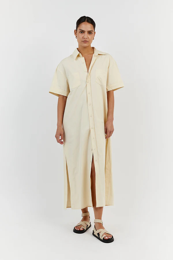 MAXIE BUTTER COTTON SHIRT DRESS | DISSH
