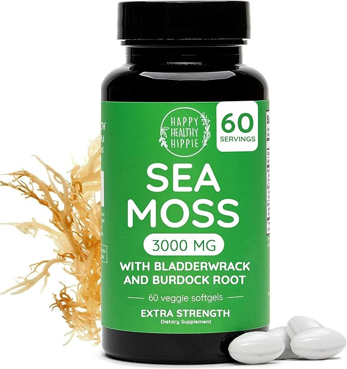 Happy Healthy Hippie Sea Moss Capsules 3,000 mg (1 Daily, 2 Mo Supply) - Irish Sea Moss Gel Capsu... | Amazon (US)