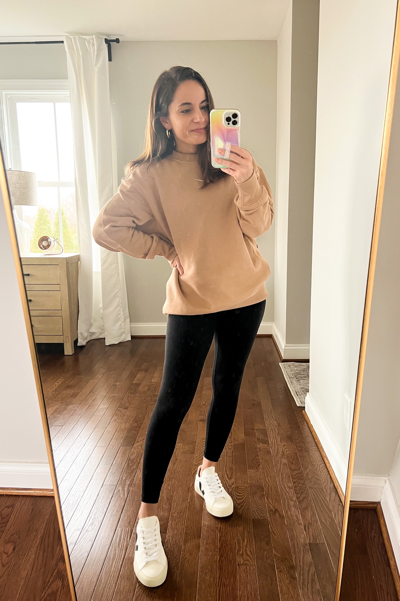 What I’m wearing today 

Sweatshirt xs 
Leggings xs short 
Shoes (35 size 5 true to size) 

#LTKstyletip #LTKSeasonal