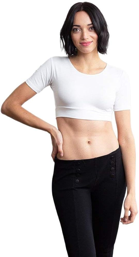 Women Top Boyfriend Tee HALFTEE Half Sleeve Layering Crop Undershirt for Women & Teens XS-3X | Amazon (US)
