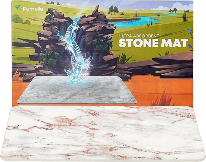 Stone Drying Mat for Kitchen Counter, Super Absorbent Non Slip, Heat Resistant Stone Dish Drying ... | Amazon (US)