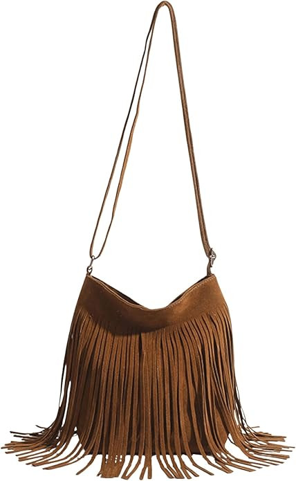 OYOANGLE Women's Fringe Hobo Bags Adjustable Strap Tassel Crossbody Bags Hippie Western Purse Cow... | Amazon (US)