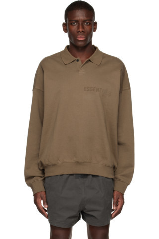Essentials - Brown Long Sleeve Polo | SSENSE