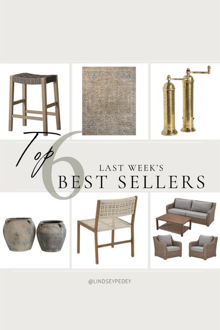 Last week’s top 6 best sellers! The vintage pots and salt and pepper mills are 40% off! These never go on sale!! I grabbed a pot. My outdoor dining chairs are back in stock, and this affordable outdoor lounge, seating is an amazing price! Loloi dropped a new rug collection and it’s the prettiest one yet and these stools come in bar, height and counter stool height. 

#LTKfindsunder100 #LTKsalealert #LTKhome