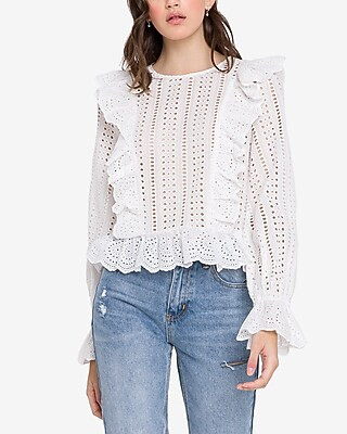 English Factory Eyelet Ruffle Top | Express