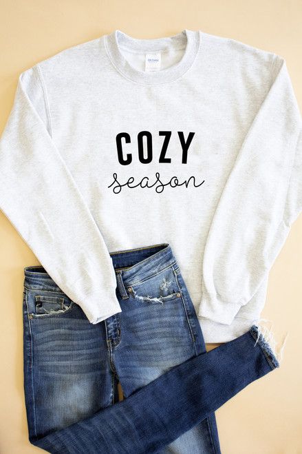 Cozy Season Ash Graphic Sweatshirt | The Pink Lily Boutique