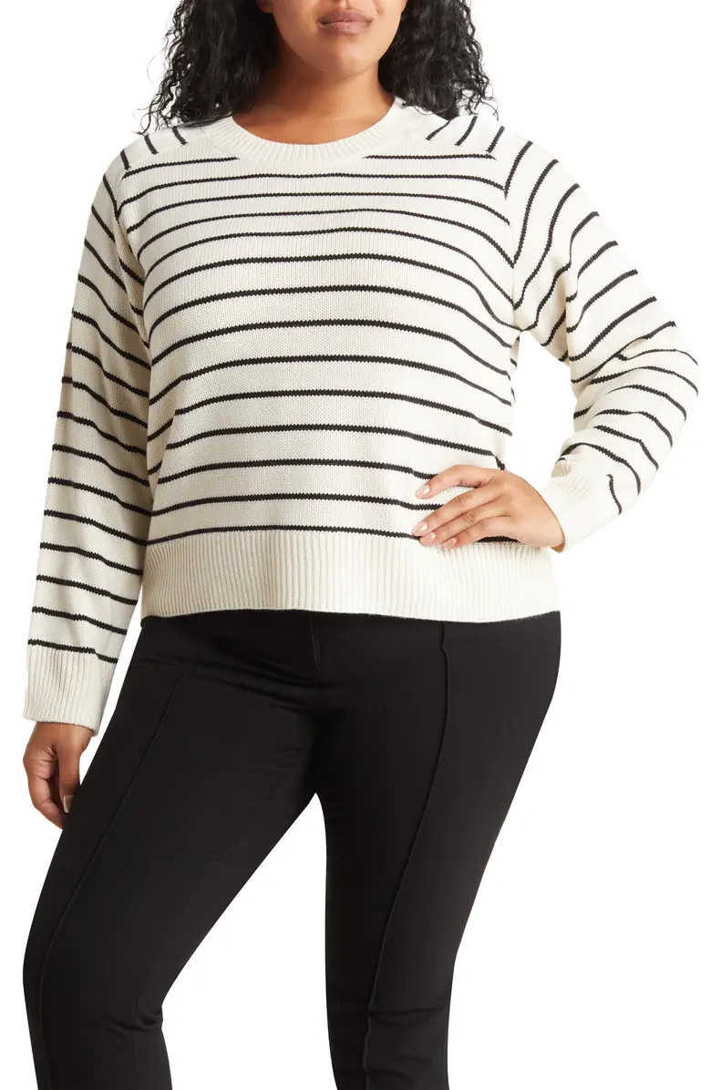 T Tahari Saddle Striped Crew Neck Sweater | Nordstromrack | Nordstrom Rack