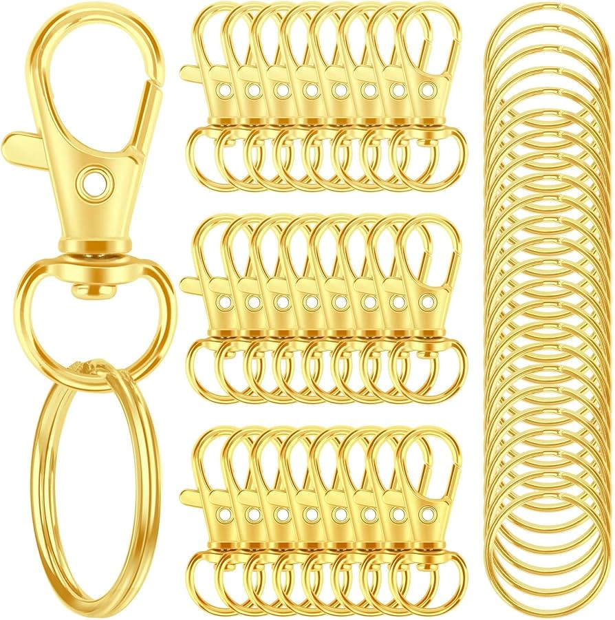 50PCS Metal Lobster Claw Clasp with Key Ring, 25PCS Keychains Clips Hooks and 25PCS Key Chain Rin... | Amazon (US)