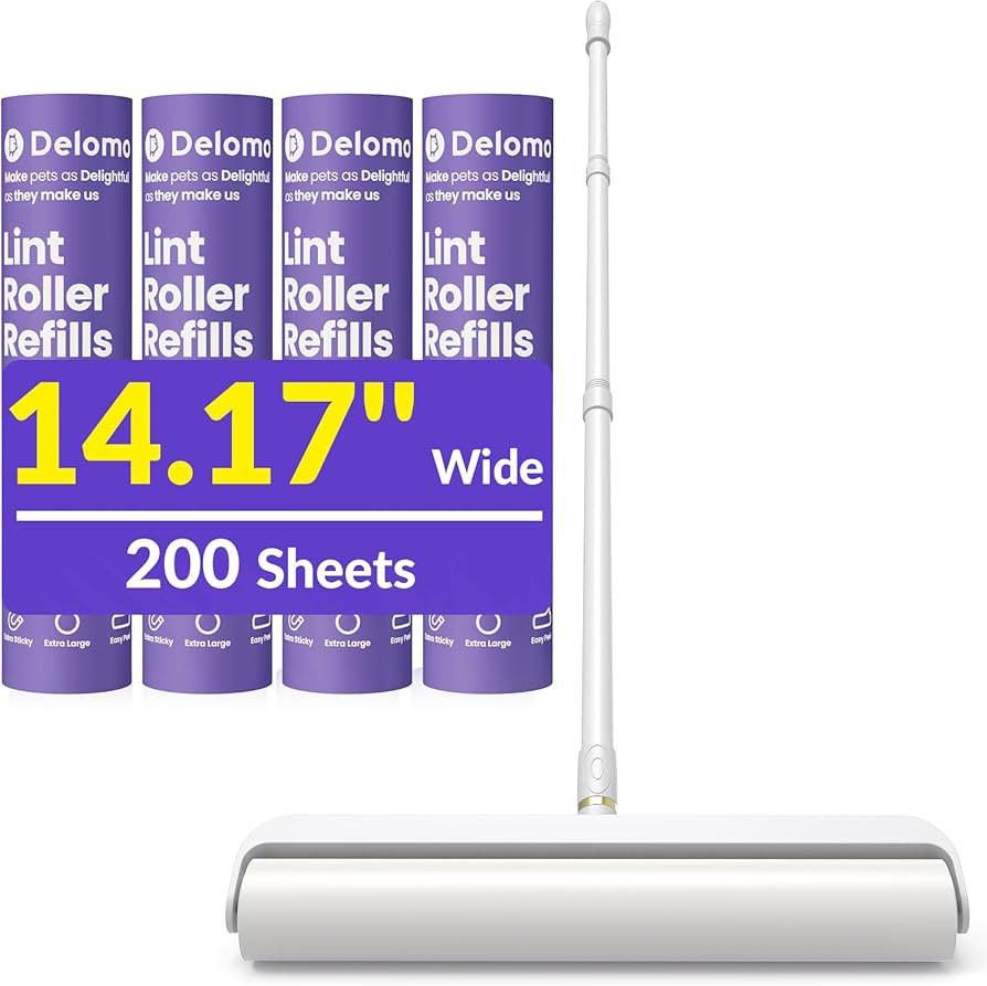 14.17" Extra Large Lint Rollers for Pet Hair, DELOMO Sticky Rollers for Floor with 3 Extendable H... | Amazon (US)