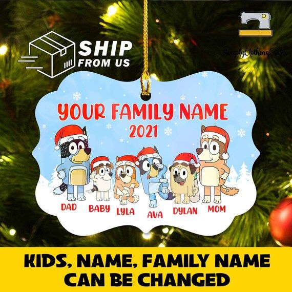 Bluey 2021 Christmas Ornament, Bluey Family Alumium Ornament, Personalized Family Christmas Ornam... | Etsy (US)