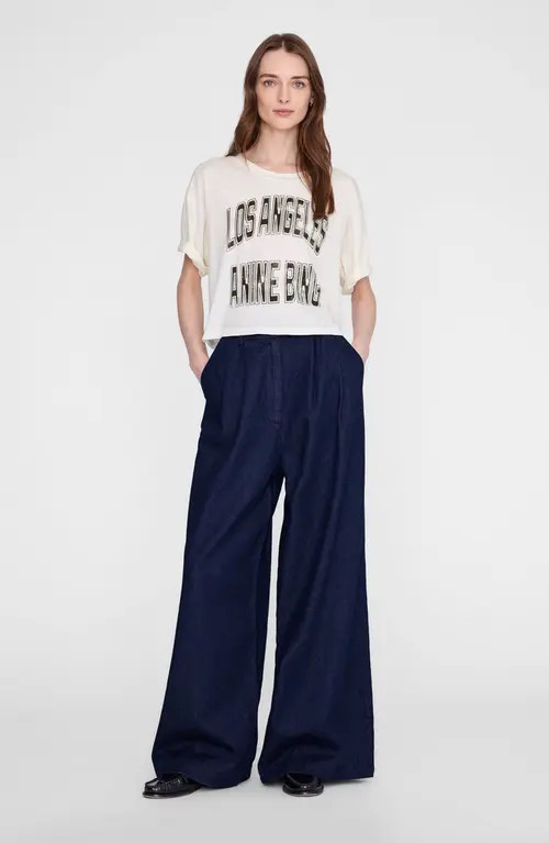 ANINE BING Johnny Cropped Tee in Cream at Nordstrom, Size Medium | Nordstrom