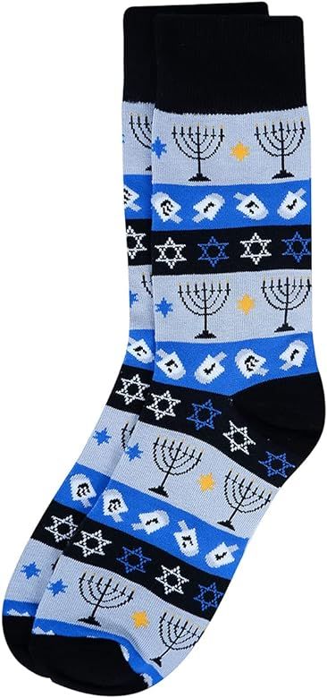 Men's Hanukkah Celebration Chanukah Jewish Holiday Novelty Crew Dress Socks | Amazon (US)