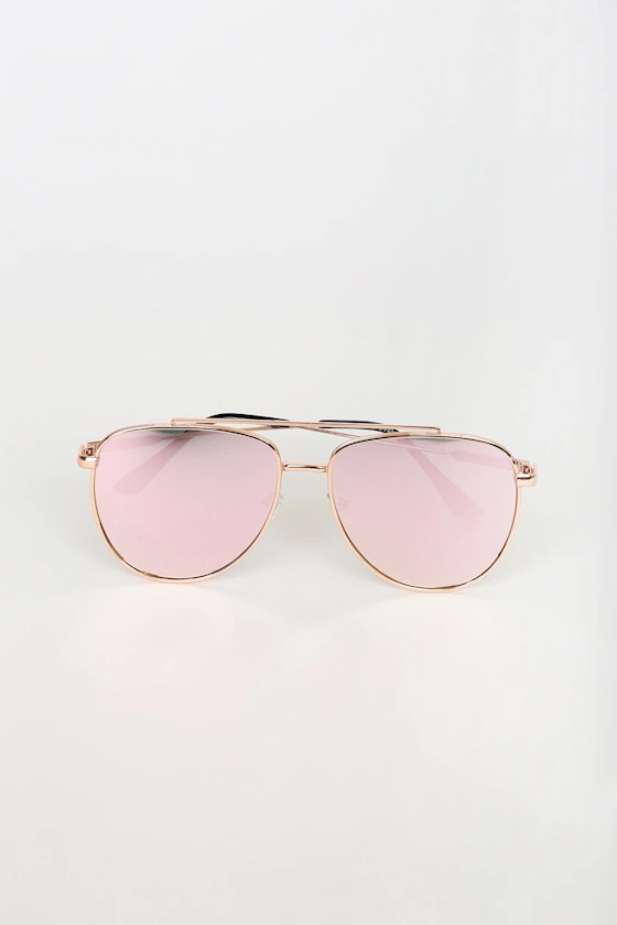 Chiara Rose Gold Mirrored Aviator Sunglasses | Lulus (US)