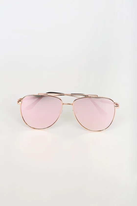 Chiara Rose Gold Mirrored Aviator Sunglasses | Lulus (US)