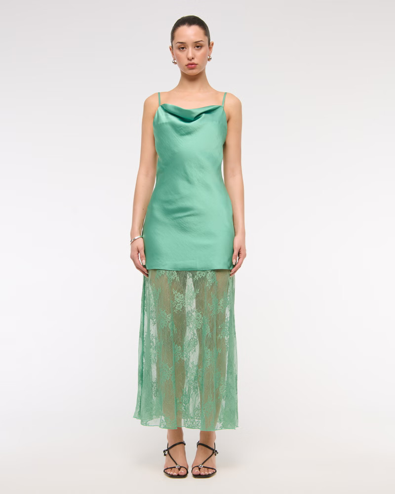 Cowl Neck Lace Maxi Dress | Abercrombie & Fitch (US)