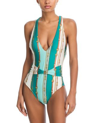 L'AGENCE Lisa Striped Belted Swimsuit - Exclusive  | Bloomingdale's Women | Bloomingdale's (US)