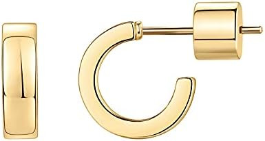 PAVOI 14K Gold Plated Thin Square Edge Open Hoop Earrings for Women | Trendy Lightweight Open Hoo... | Amazon (US)