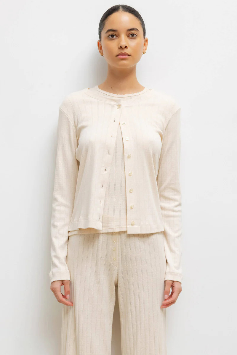 Pointelle Classic Crew Cardigan | LESET