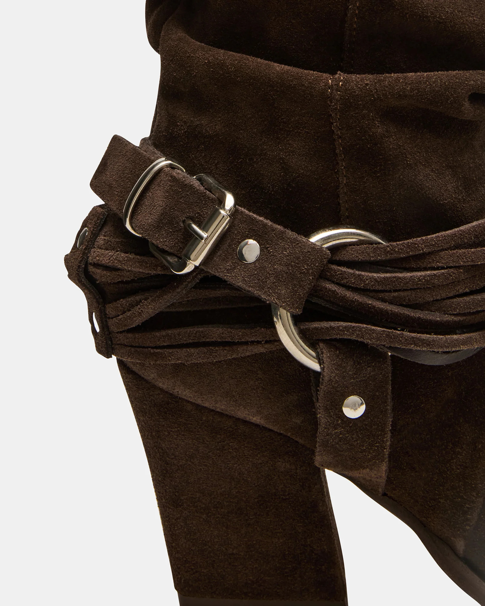 LAUPER Dark Taupe Suede Pointed-Toe Heeled Buckle Women's Ankle Boot | Steve Madden (US)