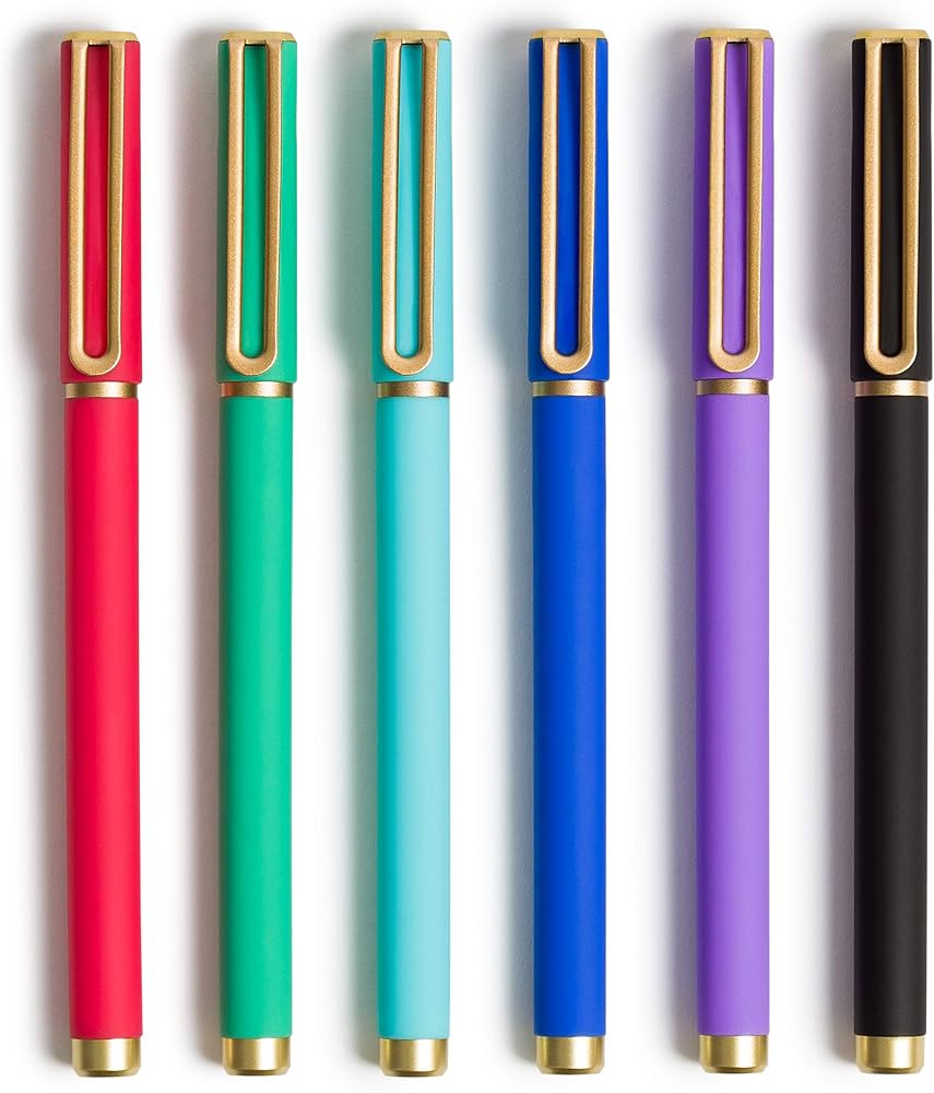 U Brands Catalina Felt Tip Pens, Set of 6, Assorted Colors with Gold Details, Medium (0.7 mm) Poi... | Amazon (US)