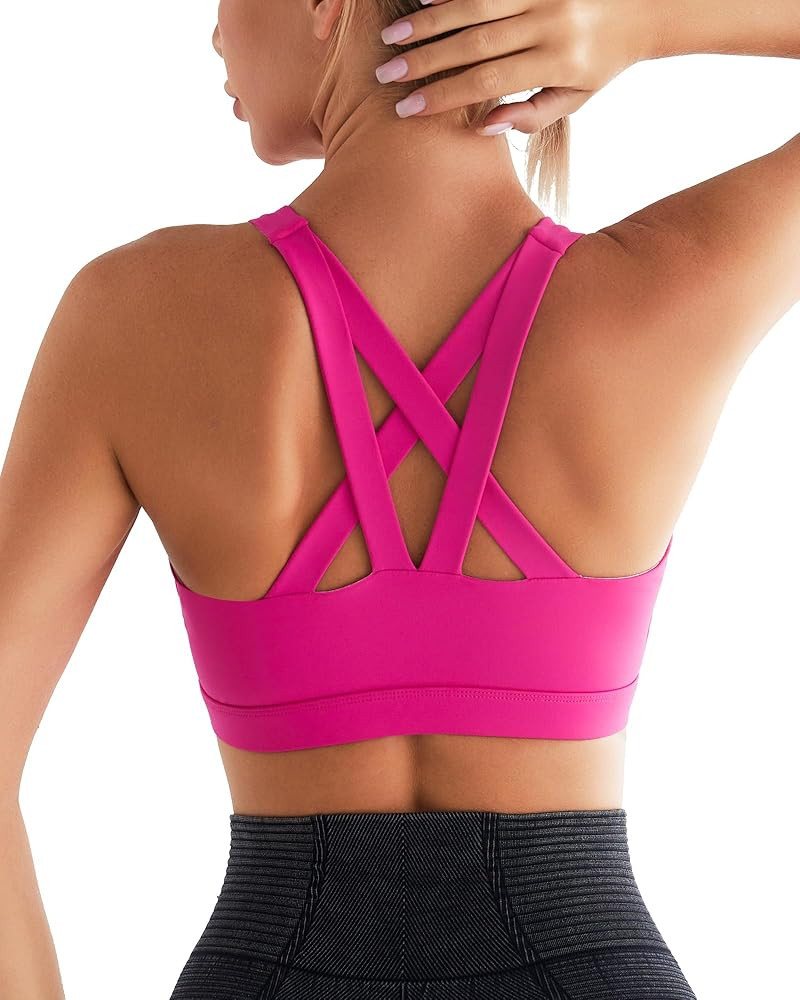RUNNING GIRL Sports Bra for Women, Criss-Cross Back Padded Strappy Sports Bras Medium Support Yog... | Amazon (US)