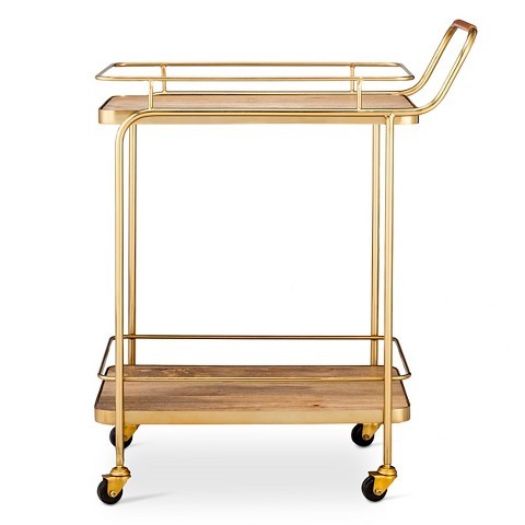 Threshold™ Metal/Wood/Leather Bar Cart - Gold | Target
