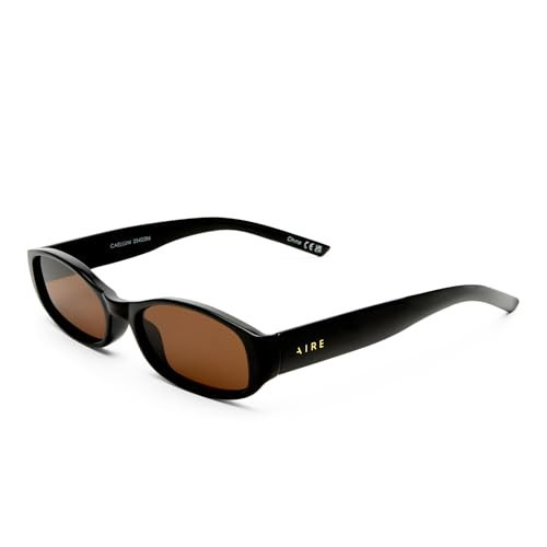 AIRE Caellum Sunglasses - Black, Oval, Unisex, Classic Everyday Style | Amazon (US)