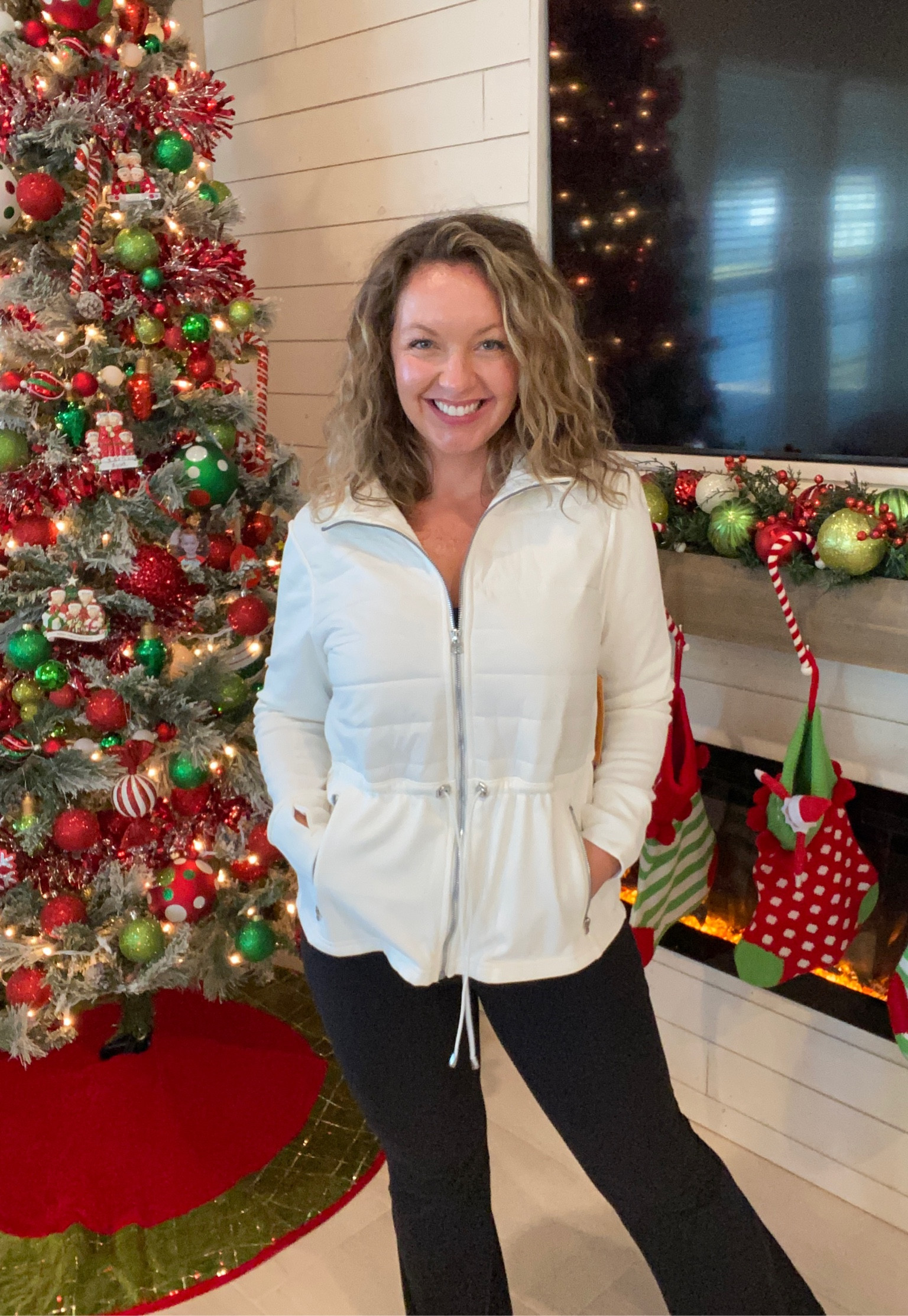 Cozy mom on the go look! My favorite athletic jacket and my holy grail flare crossover leggings! I sized up one size to a large in the jacket and my true size medium in the flare leggings!

#midsize
#midsizefashion
#size8
Mom outfit , workout outfit flare leggings mom look 

#LTKfitness #LTKfindsunder50 #LTKfindsunder100