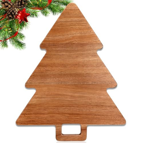 Renawe Christmas Kitchen Decor Tree Charcuterie Board Gift Acacia Wood Cutting Board with Handle Holiday Decorations Platter Wooden Xmas Cheese Boards Decorative Charcuterie Board Food Serving Tray | Amazon (US)