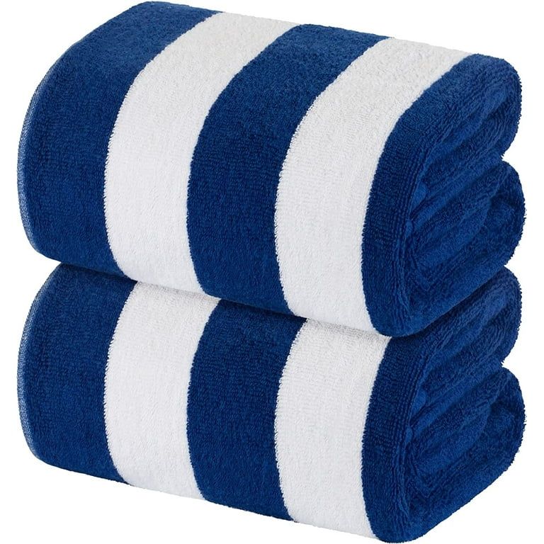 White Classic Beach Towels Oversized Navy Cabana Stripe Cotton Bath Towel Large - Luxury Plush Th... | Walmart (US)