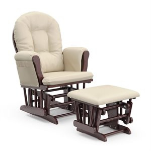 Pemberly Row Glider and Ottoman in Cherry and Beige | Cymax