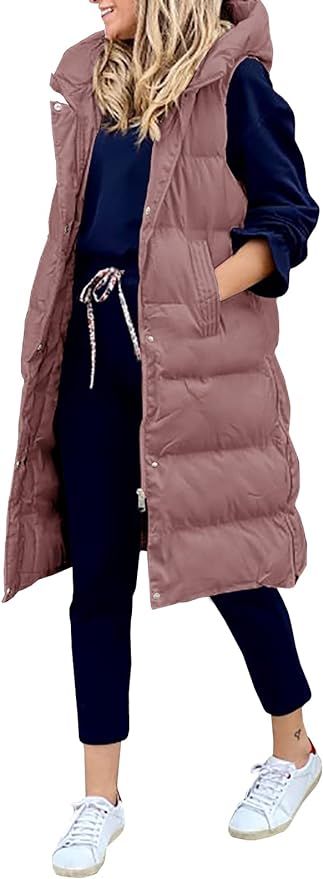 Inorin Womens Down Vest with Stand Collar Thick Hooded Sleeveless Long Coats Jacket at Amazon Wom... | Amazon (US)