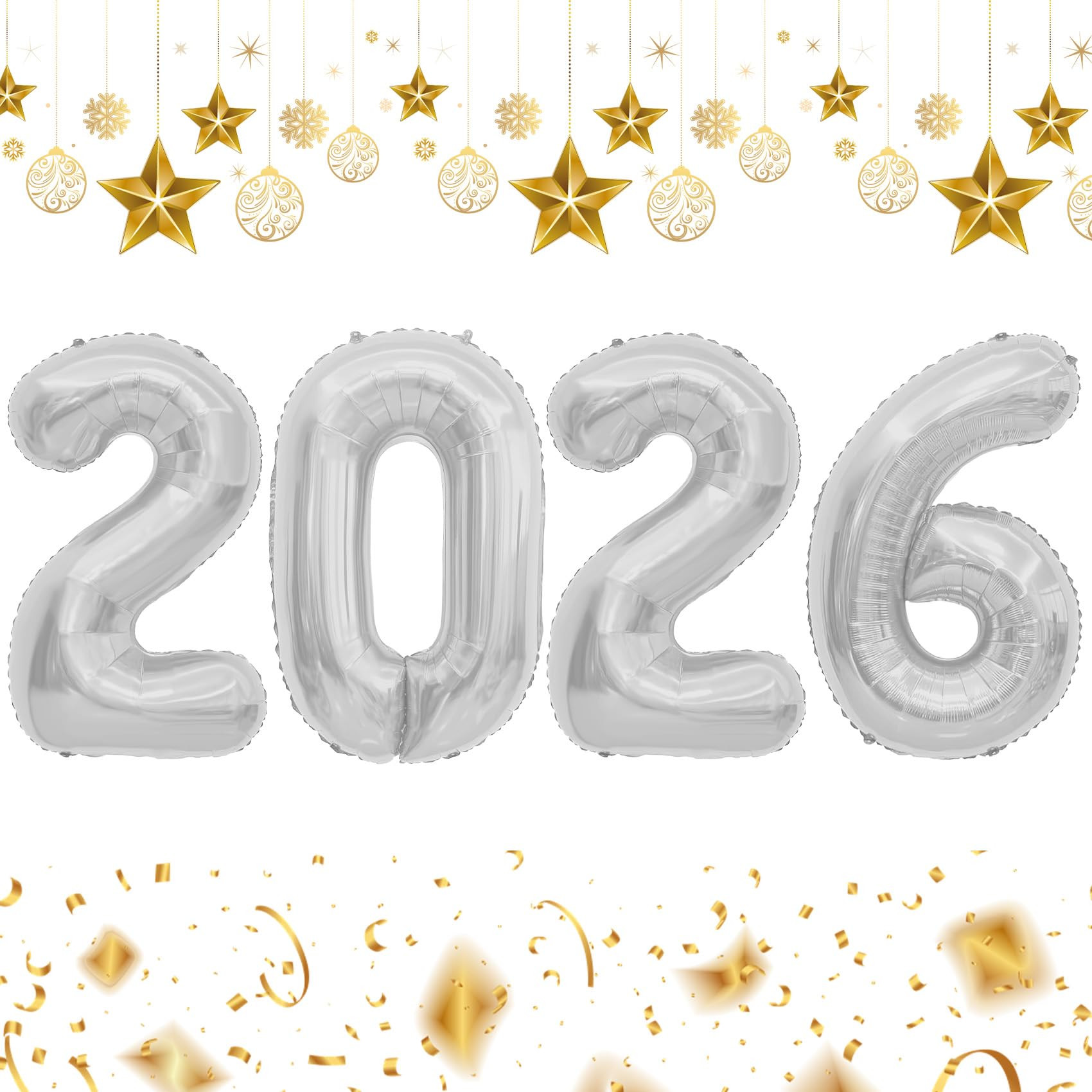 2026 Balloons, 2026 Number Balloons, 2026 Silver Balloon, Foil Happy New Year Balloon for New Yea... | Amazon (US)