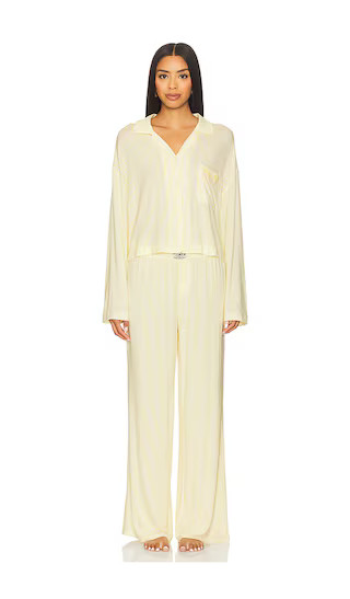 Butter Sleep Set Pajamas in Lemon Pinstripe | Revolve Clothing (Global)